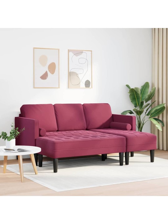 Dīvānu komplekts 2 pcs vīnsarkans 173 x 131 x 67 cm samts