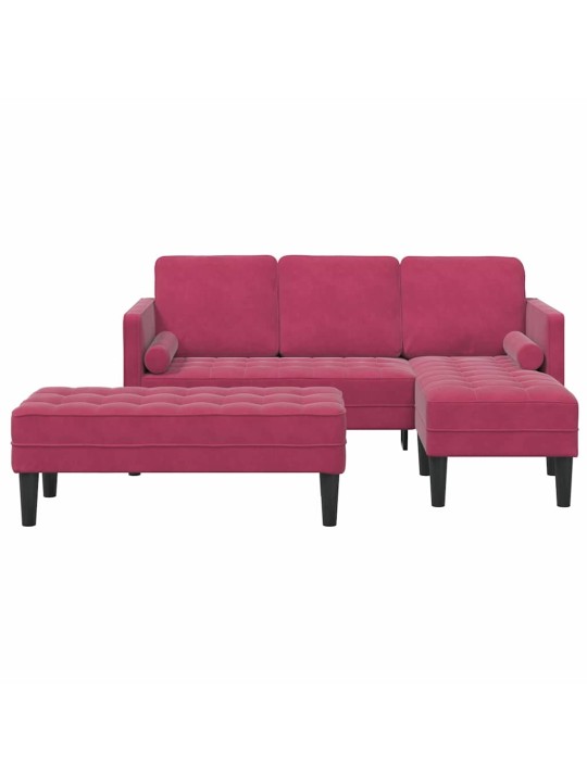 Dīvānu komplekts 2 pcs vīnsarkans 173 x 131 x 67 cm samts