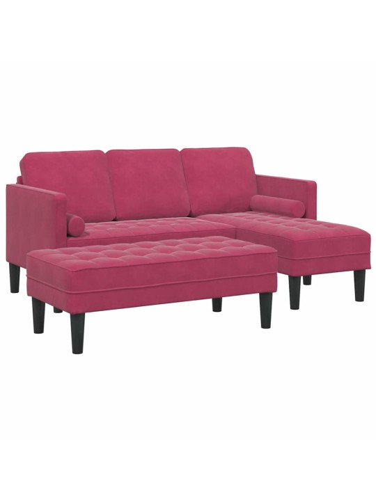 Dīvānu komplekts 2 pcs vīnsarkans 173 x 131 x 67 cm samts