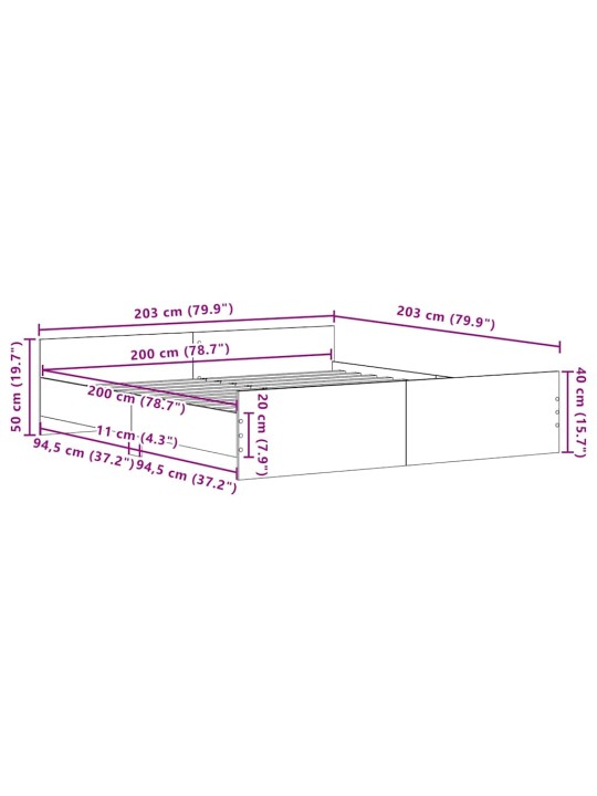 Gultas rāmis amatnieku ozola 200 x 200 cm inženierijas koks