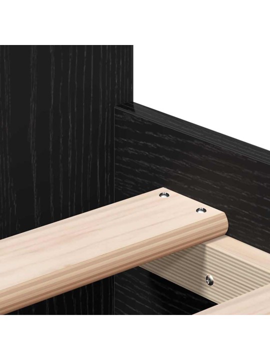 Gultas rāmis melns ozols 90 x 200 cm inženierijas koks