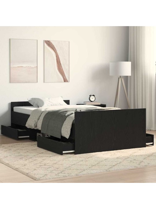 Gultas rāmis melns ozols 90 x 200 cm inženierijas koks