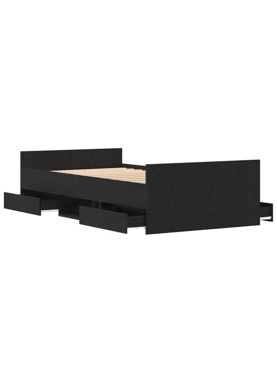 Gultas rāmis melns ozols 90 x 200 cm inženierijas koks