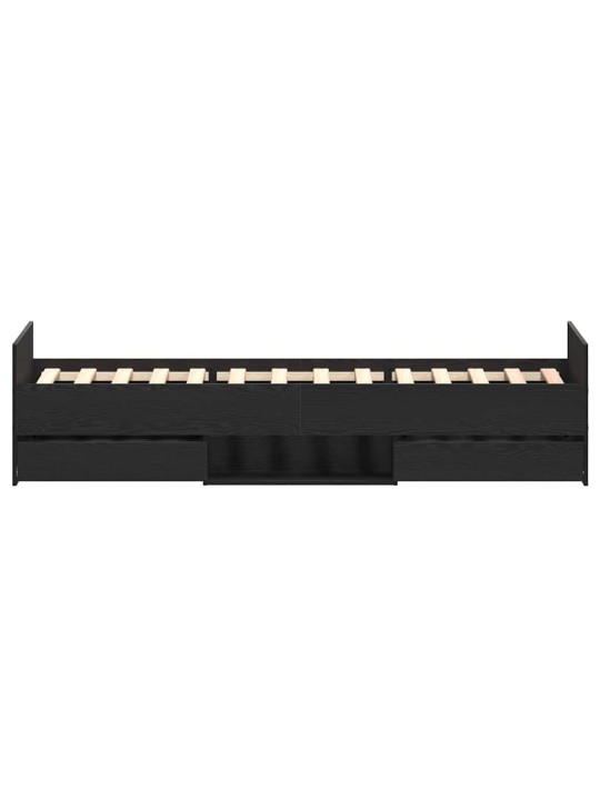 Gultas rāmis melns ozols 90 x 200 cm inženierijas koks