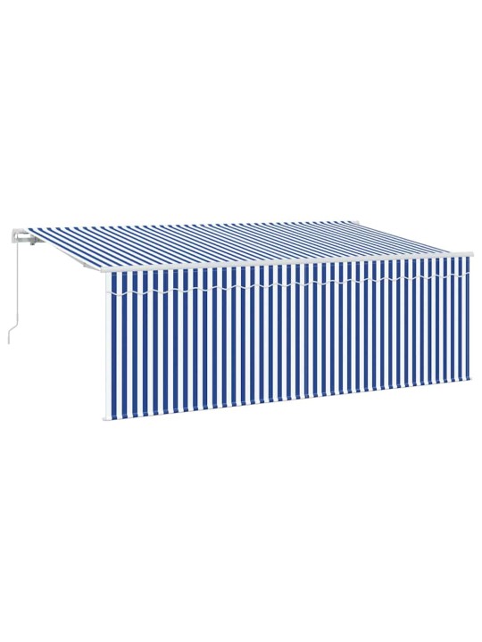 Izvelkams jumtiņš zils un balts 350 x 200 cm audums, metāls