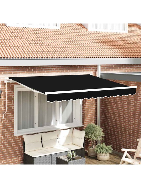 Izvelkams jumtiņš melna 350 x 200 cm poliesters, alumīnijs