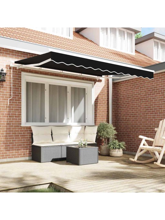 Izvelkams jumtiņš melna 350 x 200 cm poliesters, alumīnijs