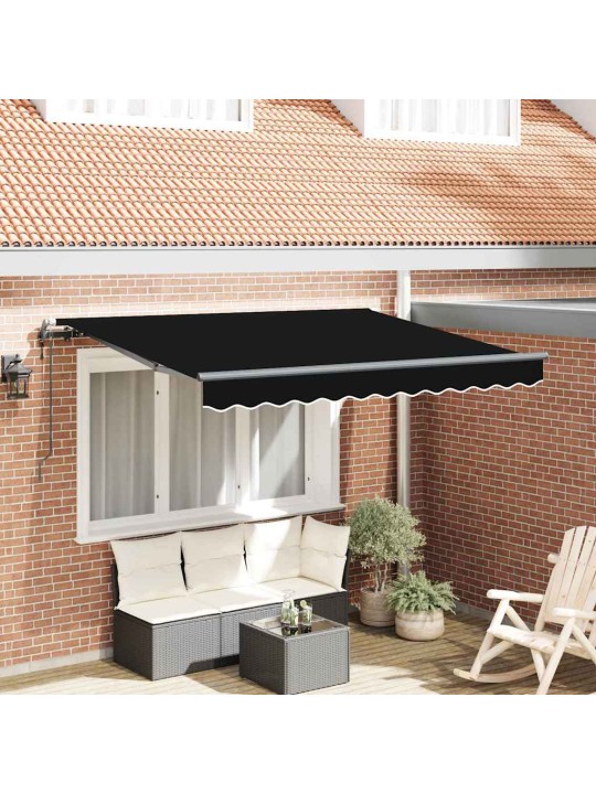 Izvelkams jumtiņš melna 350 x 200 cm poliesters, alumīnijs
