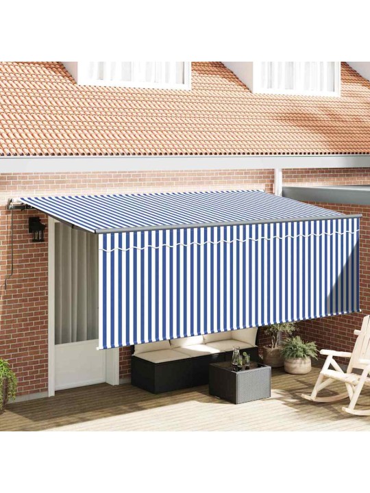 Izvelkams jumtiņš zils un balts 400 x 200 cm audums
