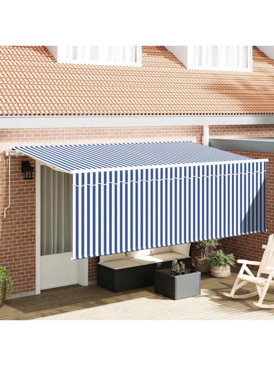 Izvelkams jumtiņš zils un balts 400 x 200 cm audums