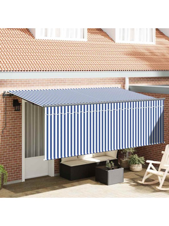 Izvelkams jumtiņš zils un balts 400 x 200 cm audums