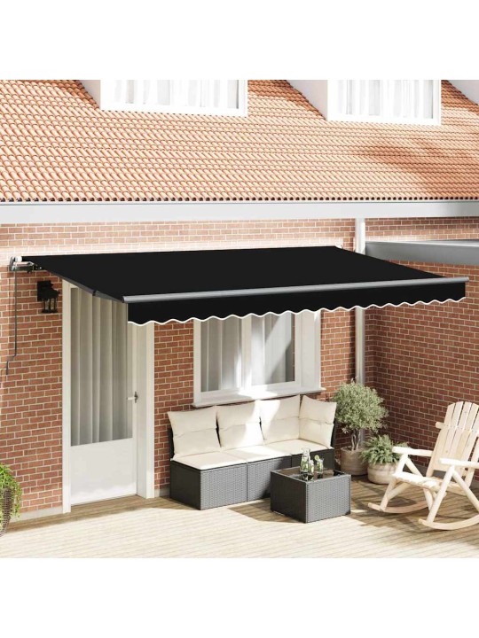 Izvelkams jumtiņš melna 400 x 200 cm poliesters, alumīnijs