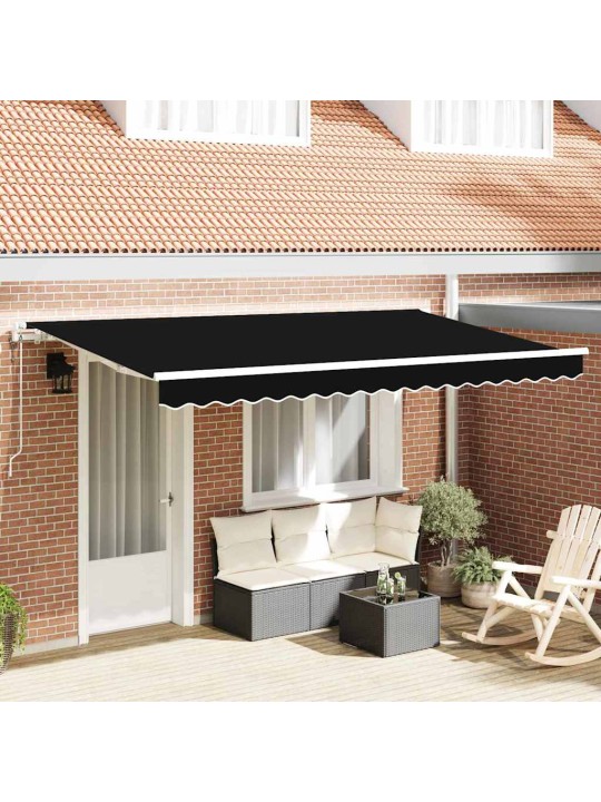 Izvelkams jumtiņš melna 400 x 200 cm poliesters, alumīnijs