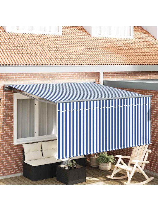 Izvelkams jumtiņš zils un balts 300 x 250 cm audums