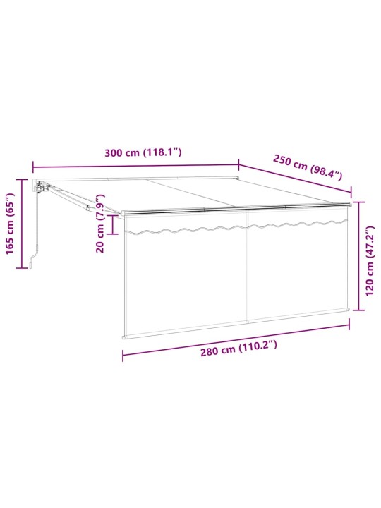 Izvelkams jumtiņš zils un balts 300 x 250 cm audums