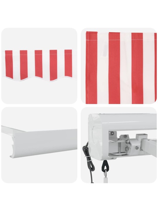 Izvelkams jumtiņš sarkans un balts 300 x 250 cm audums, metāls