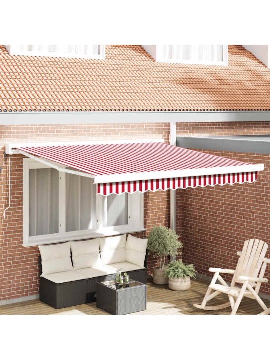 Izvelkams jumtiņš sarkans un balts 300 x 250 cm audums, metāls