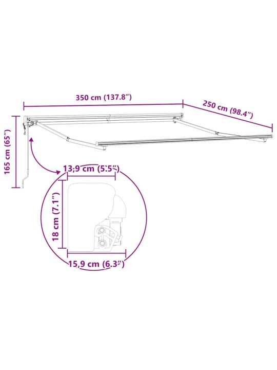 Izvelkams jumtiņš oranža un balta 350x250 cm audums
