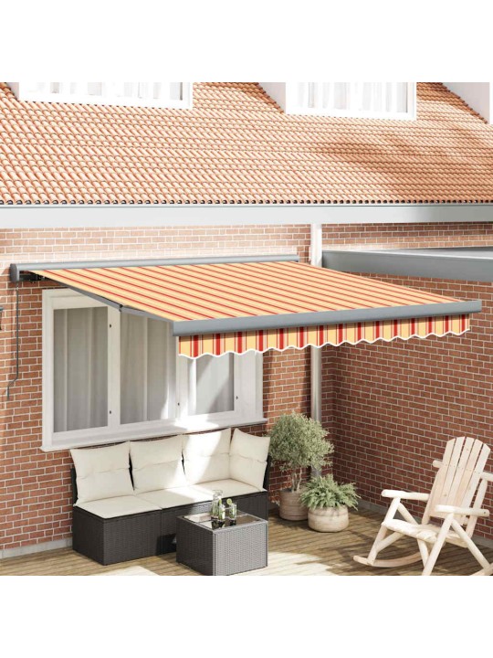 Ievelkamā nojume dzeltena un oranža 350 x 250 cm audums, metāls
