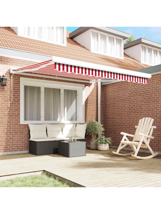 Izvelkams jumtiņš sarkans un balts 350 x 250 cm audums, metāls