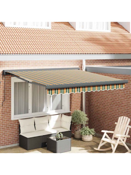 Izvelkams jumtiņš zaļa un dzeltena 350 x 250 cm audums, metāls