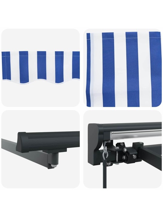 Izvelkams jumtiņš zils un balts 450 × 300 cm audums