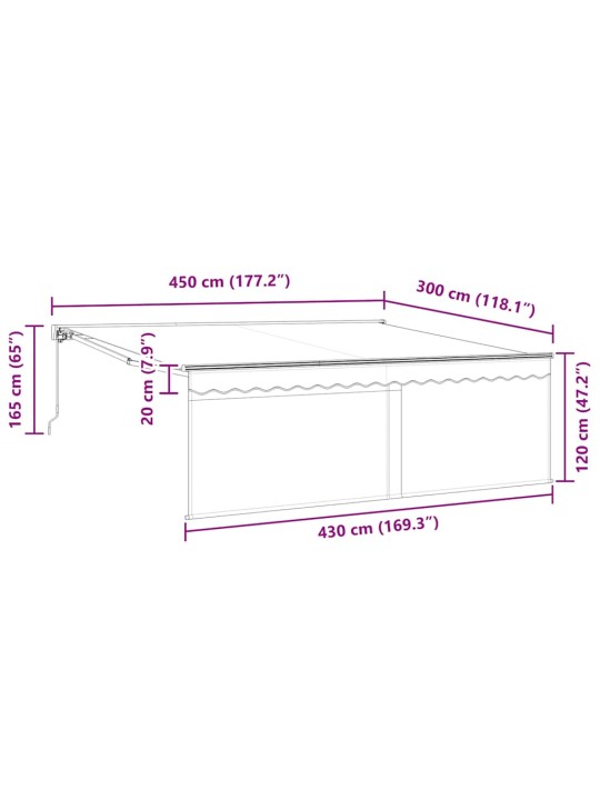 Izvelkams jumtiņš zils un balts 450 × 300 cm audums
