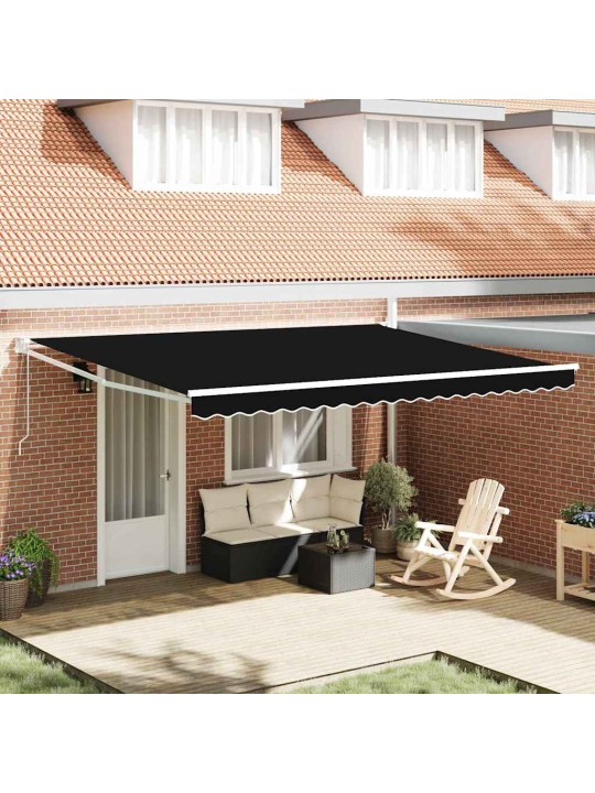 Izvelkams jumtiņš melna 450 × 300 cm poliesters un metāls