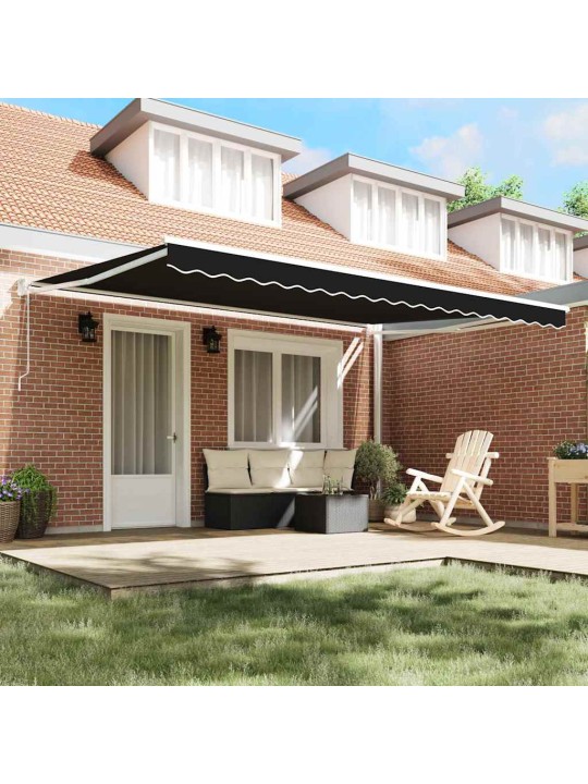 Izvelkams jumtiņš melna 450 × 300 cm poliesters un metāls