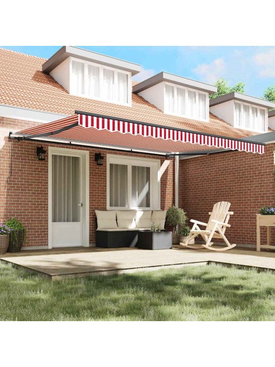 Izvelkams jumtiņš manuāls sarkans un balts 450 × 350 cm audums