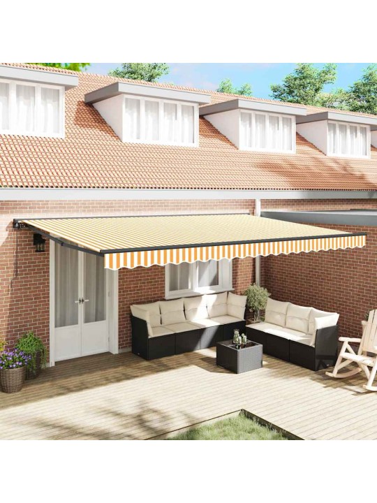 Izvelkams jumtiņš manuāls oranža un balta 500x300 cm audums