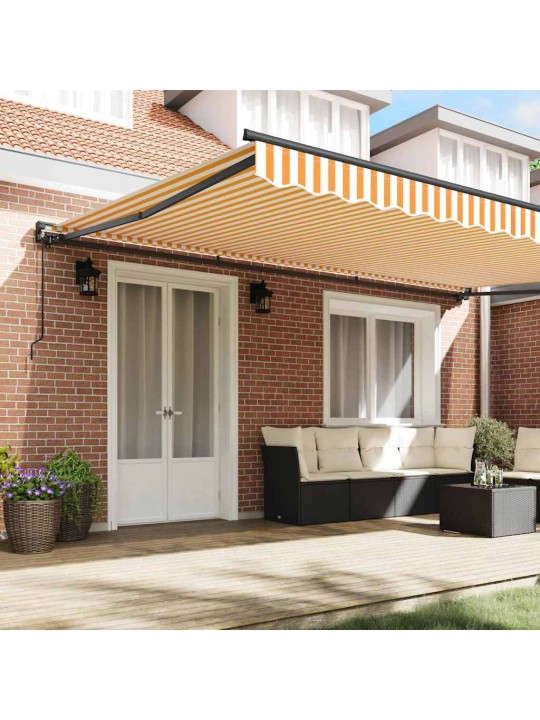 Izvelkams jumtiņš manuāls oranža un balta 500x300 cm audums