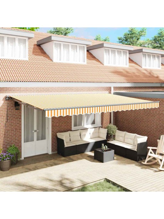 Izvelkams jumtiņš manuāls oranža un balta 500x300 cm audums