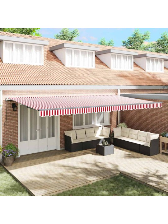 Izvelkams jumtiņš manuāls sarkans un balts 600 × 350 cm audums