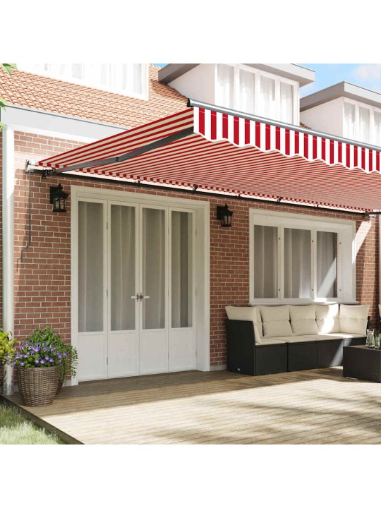 Izvelkams jumtiņš manuāls sarkans un balts 600 × 350 cm audums