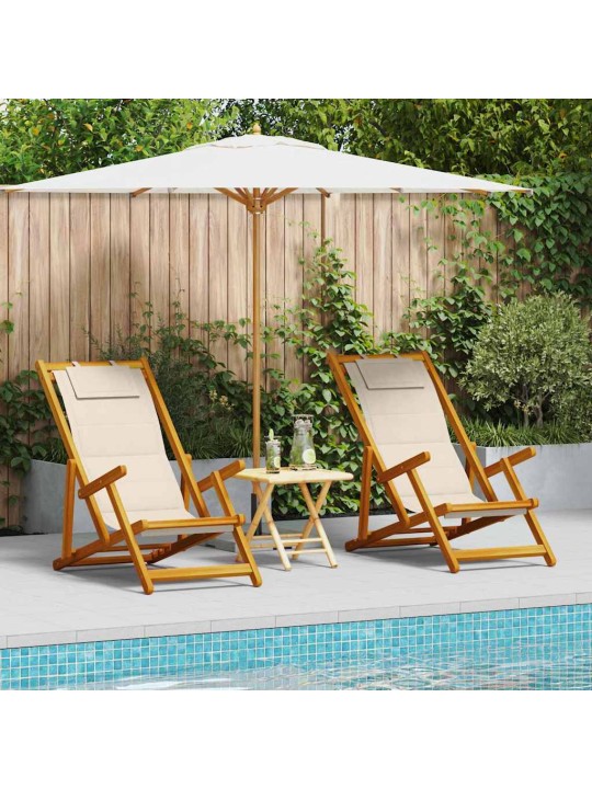 Pludmales krēsls ar spilvenu 2 pcs brūna 61.5 x 123 x 82cm