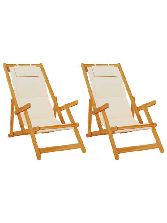 Pludmales krēsls ar spilvenu 2 pcs brūna 61.5 x 123 x 82cm