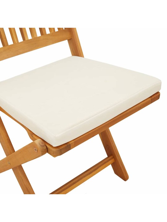 Saliekamā krēsls ar spilvenu 4 pcs balts 49 x 57.5 x 92cm