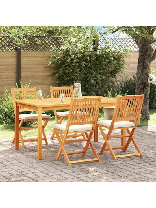 Saliekamā krēsls ar spilvenu 4 pcs balts 49 x 57.5 x 92cm