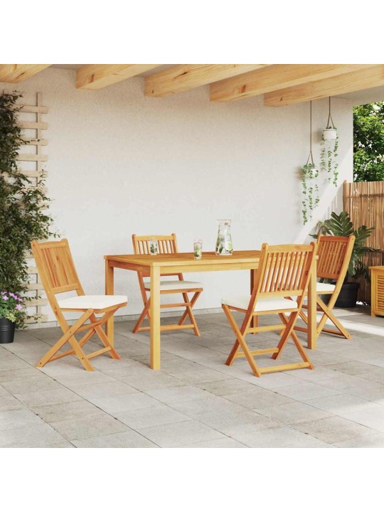 Saliekamā krēsls ar spilvenu 4 pcs balts 49 x 57.5 x 92cm