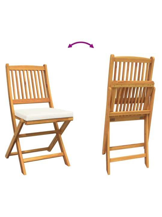 Saliekamā krēsls ar spilvenu 4 pcs balts 49 x 57.5 x 92cm