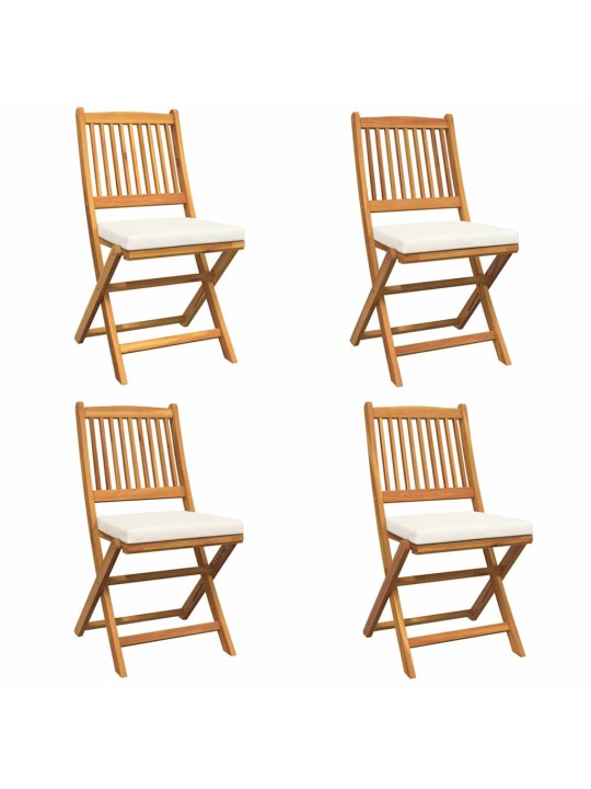 Saliekamā krēsls ar spilvenu 4 pcs balts 49 x 57.5 x 92cm