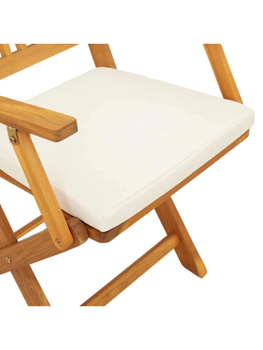 Saliekamā krēsls ar spilvenu 4 pcs balts 49 x 57.5 x 92cm