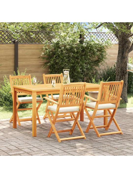 Saliekamā krēsls ar spilvenu 4 pcs balts 49 x 57.5 x 92cm