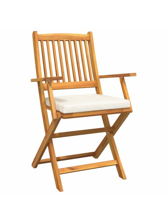Saliekamā krēsls ar spilvenu 4 pcs balts 49 x 57.5 x 92cm