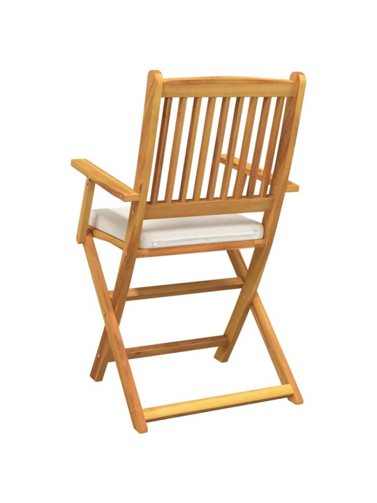 Saliekamā krēsls ar spilvenu 4 pcs balts 49 x 57.5 x 92cm