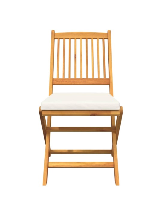 Saliekamā krēsls ar spilvenu 4 pcs balts 49 x 57.5 x 92cm