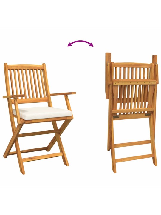 Saliekamā krēsls ar spilvenu 4 pcs balts 49 x 57.5 x 92cm