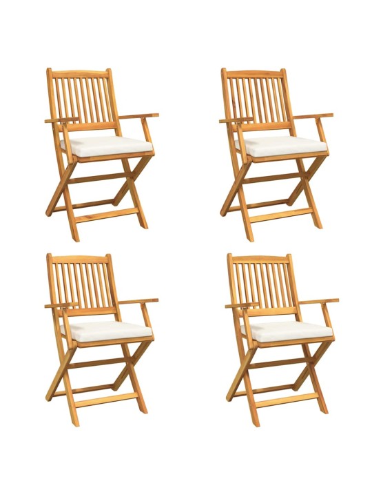 Saliekamā krēsls ar spilvenu 4 pcs balts 49 x 57.5 x 92cm