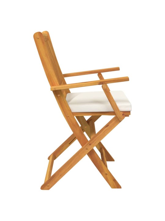 Saliekamā krēsls ar spilvenu 4 pcs balts 49 x 57.5 x 92cm